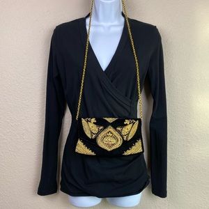 Black Velvet and Semi Precious Stones Bag